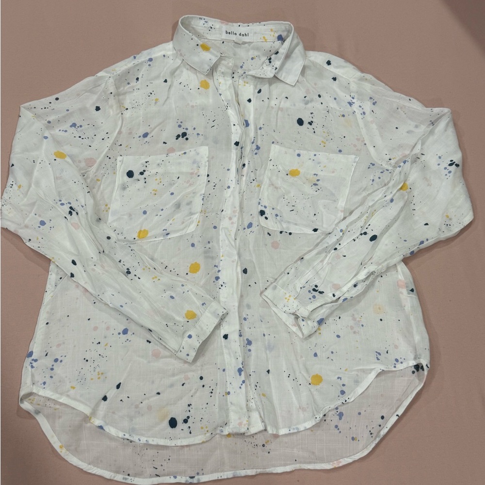 Bella Dahl White Splatter Print Shirt